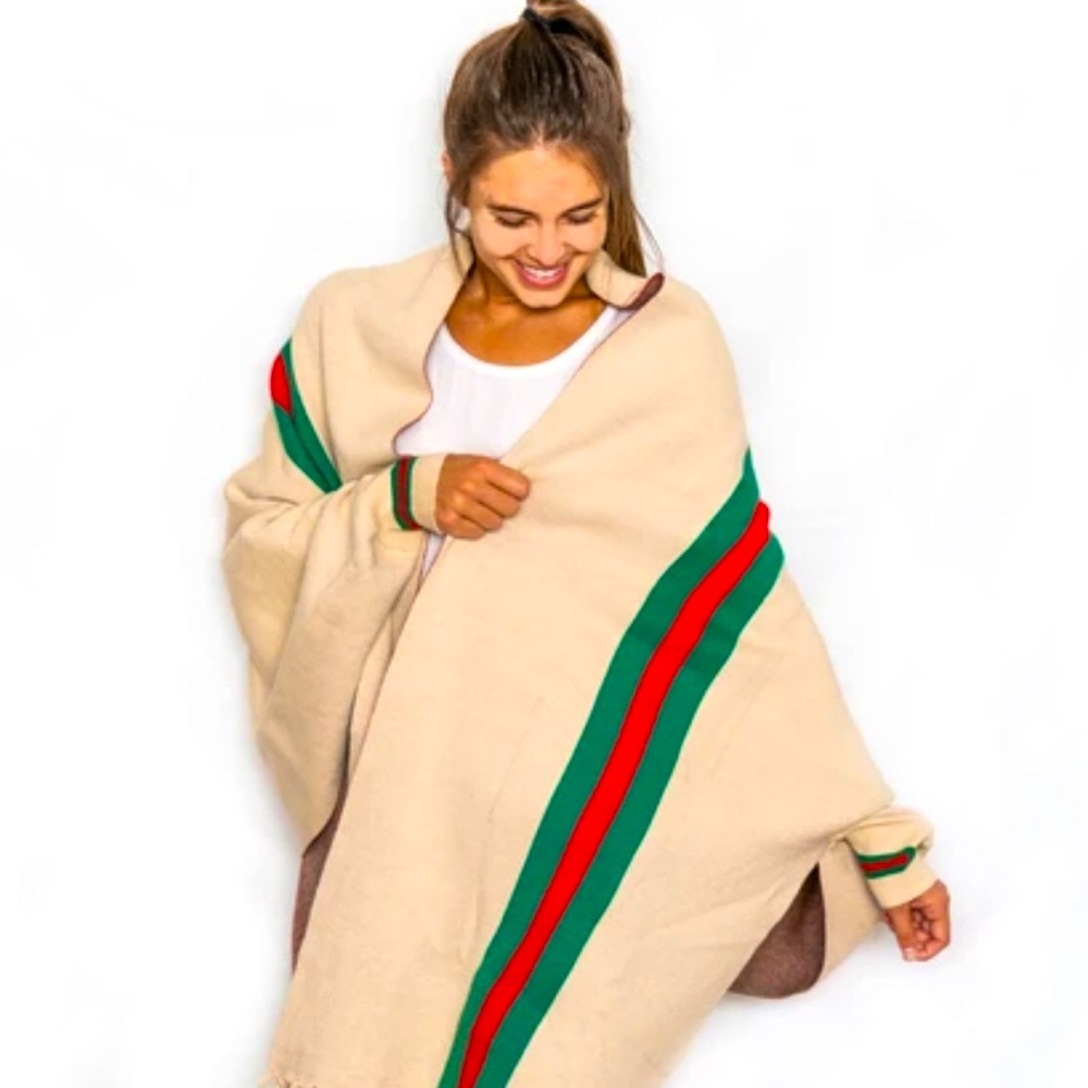 Bestselling striped poncho shawl with sleeves